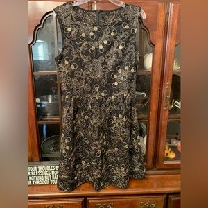 NWOT Garnet Hill Women's Black & Gold Sleeveless Dress Fancy Size 8